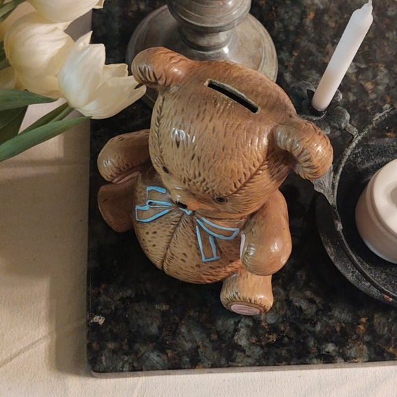 Teddy Bear Coin Jar Bank Vintage Children's Room Nursery Decor - Picture 7 of 8